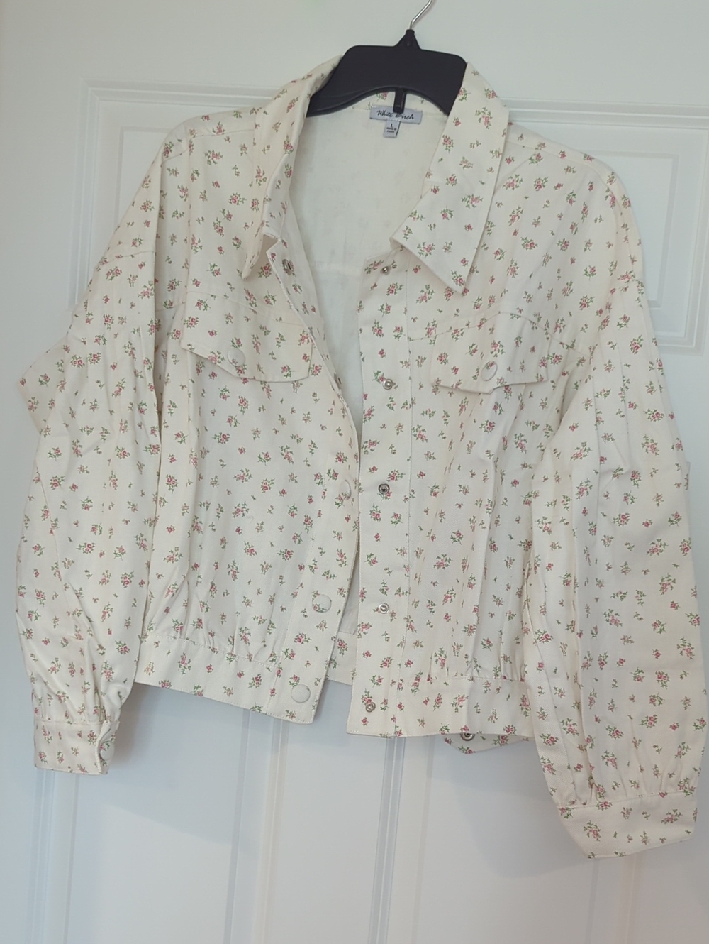 white birch Cream Floral Button-Front Jacket